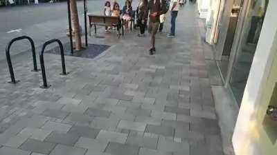 Black man walking through San Francisco screaming white lives matter at liberals.