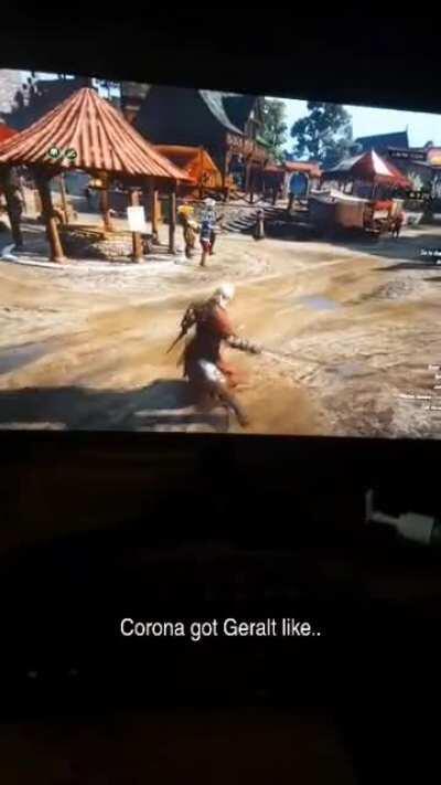 Geralt enforcing social distancing (was afk when it started)