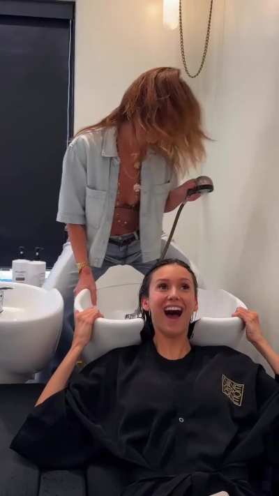Nina getting her hair washed IG 2/21/2026