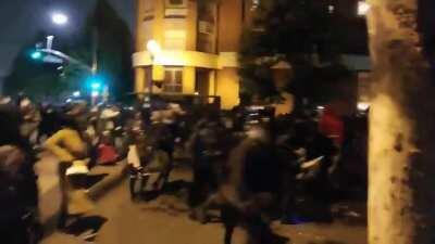 Antifa march down the streets of Oakland, CA chanting 