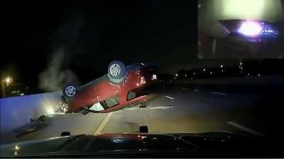 Cop flips pregnant woman's car for pulling over too slowly.