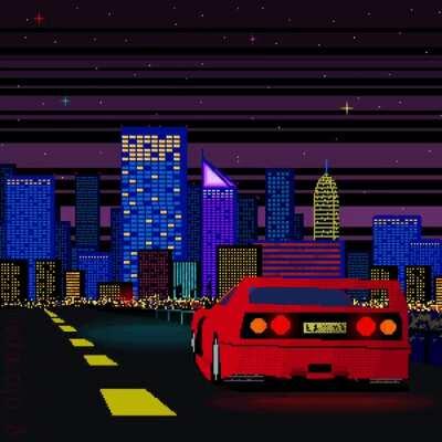 driving through the 80s (pixel art by me)