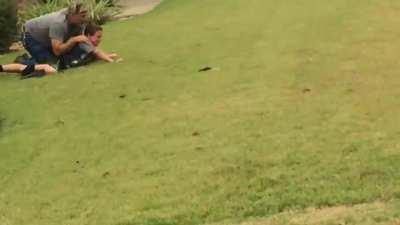 Kid goes crazy, smashes car windows, throws rocks at neighbours and gets arrested after.