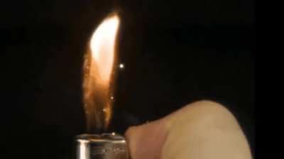 The flame of a lighter in slow motion and at over 6000 fps