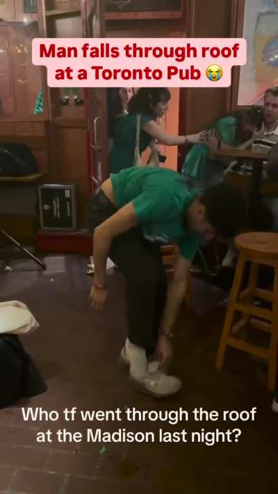 Man falls through roof of bar