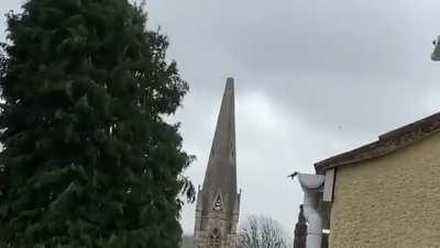 St Thomas church spire in Somerset, UK, topples due to storm Eunice