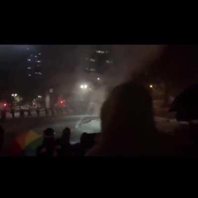 Last night protestors facing off against Feds in Portland.
