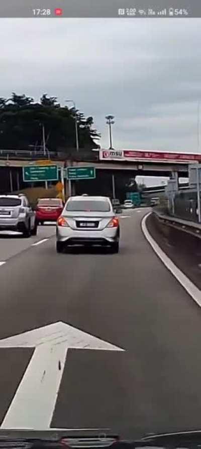 Brake checking a car with a motorcycle