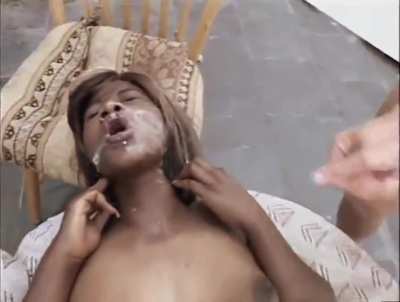 Ebony brunette Ice gets gangfacialed while drilled [CCFN]