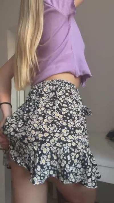I love showing my panties under summer skirts