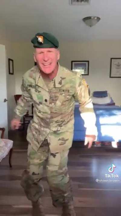 The bedroom screams of a freshly printed divorce certificate. The uniform confirms it. Hey army come get your officer.