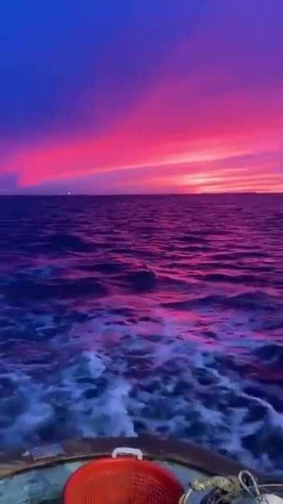 Sunset off the coast of Newport , Oregon