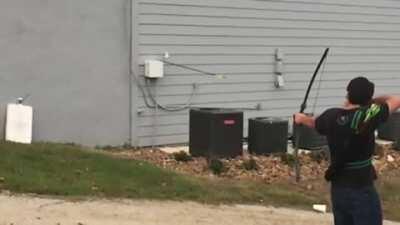 Archery practice with a concrete wall