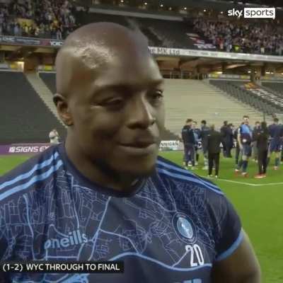 Adebayo Akinfenwa: “It’s amazing, it’s beautiful. I’m gonna be 40 at Wembley. My last game will be at Wembley… People ask me what it is - it’s our fans. This club allows you to be unapologetically yourself. And this is the beautiful game. It’s beautiful.”