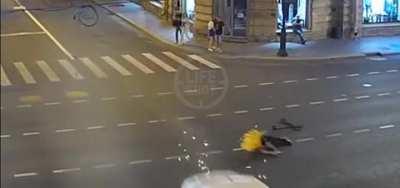 Guy driving into a car