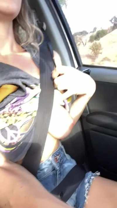 Triple Threat driving down the highway