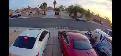 Guy lights a cigarette in a truck full of butane canisters.