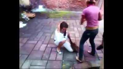 6 vs 1. Pay attention to the girl who sits on the victims back and then puts her cigarette out on her neck. Adding ‘Insult to injury’ never really applied as perfectly as it does here.