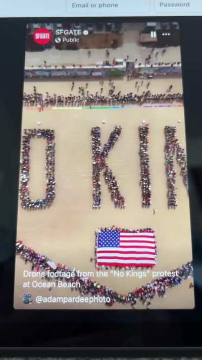 Drone footage from today’s “NO KINGS” Protest at Ocean Beach