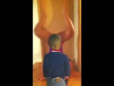 Twerking in front of her son