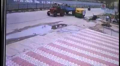 Man Flung Onto Woman Walking On The Road (Both Alive)