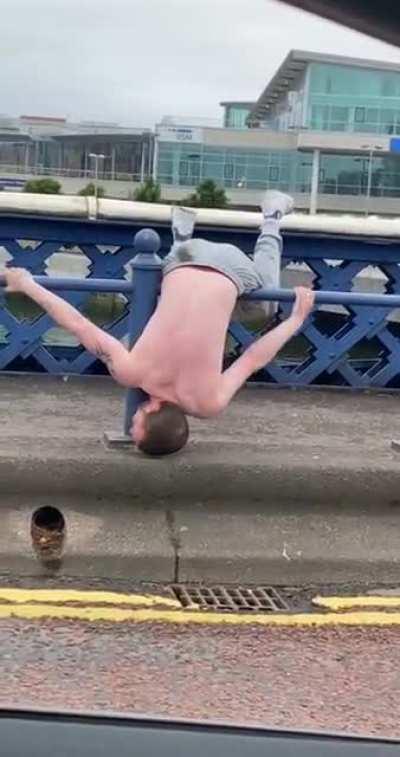 Belfast man clings on for dear life