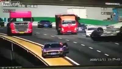 Using a tire iron for a safety triangle