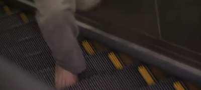 Hey watch out, he's barefooted