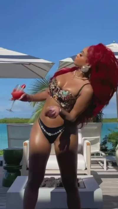 Showing off that fat ass