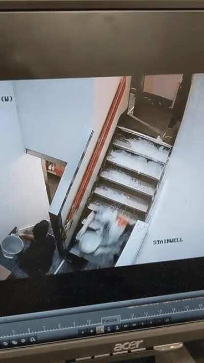 That's one way to get down the stairs