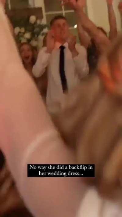 Bride does backflip in wedding dress