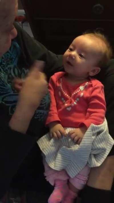 Deaf grandmother teaches 9 weeks old deaf baby sign language