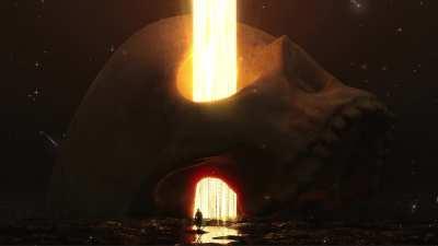 Skull pierced by light