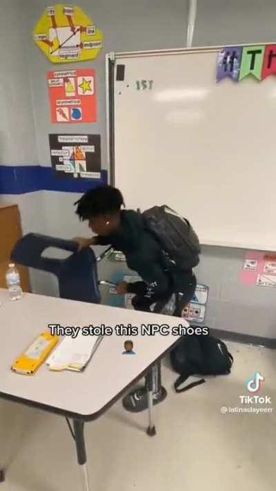 Bro took out his shoes from his inventory