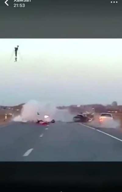 Two motorcyclists hit car head-on