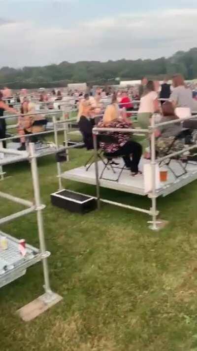 Socially distant concert in Newcastle. Attendees have their own private viewing area with 6-feet of space between them.