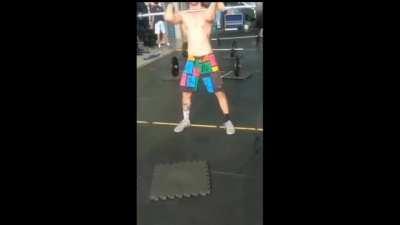 While lifting weights