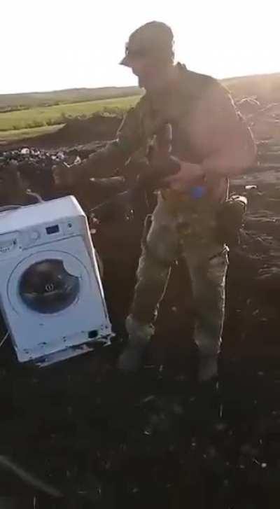 Look what the UA soldiers found in a trench where russkies were hiding...