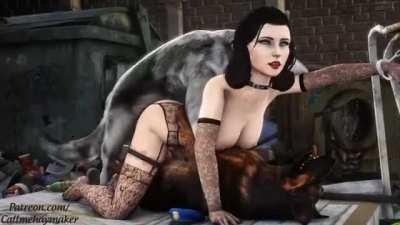 Elizabeth double-teamed (callmehaymaker, Lerico213) [BioShock Infinite]