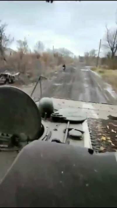 Ukrainian soldiers riding in a M-80A IFV experience a hit from a Russian FPV-drone, Chasiv Yar area