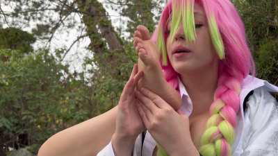 Mitsuri Kanroji licking her own feet (by me) 