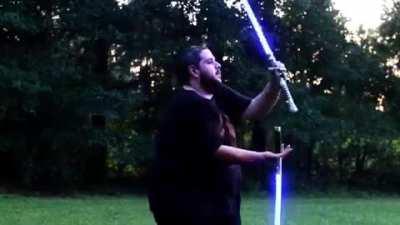 Proud of this trick I pulled off with two sabers
