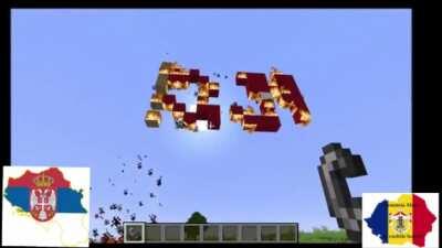 burning turkish flag in minecraft 🇷🇴🇷🇴🇷🇸🇷🇸