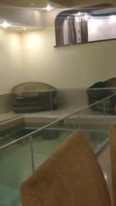 Diving in an indoor pool...