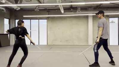 Ahsoka training video - Ariana Greenblatt and Hayden Christensen