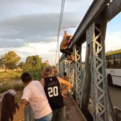 Jumping off a bridge