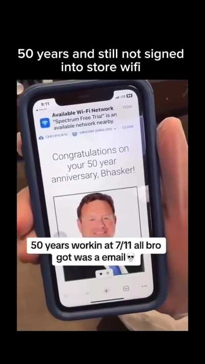 50 years of his life making the 7-11 CEO even richer while he works for pennies and all he got was an automated email. 