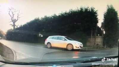 Rear-ending idiots causes collision and wobbly van moment (Doddington village, UK)