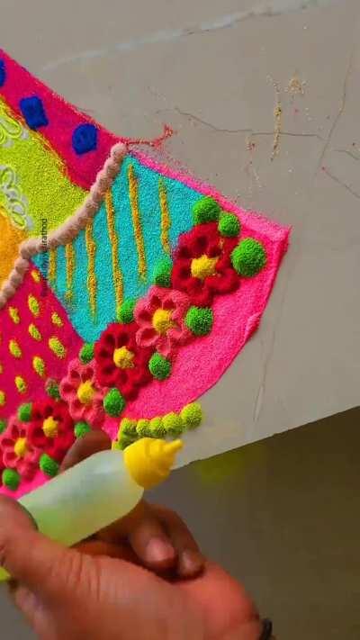 Diya holding girl rangoli