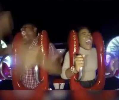 Ride operator pulls a seatbelt prank